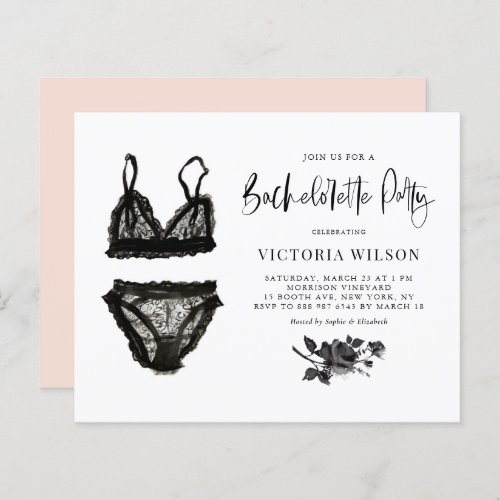 Black Lace Lingerie Bachelorette Party Invitation