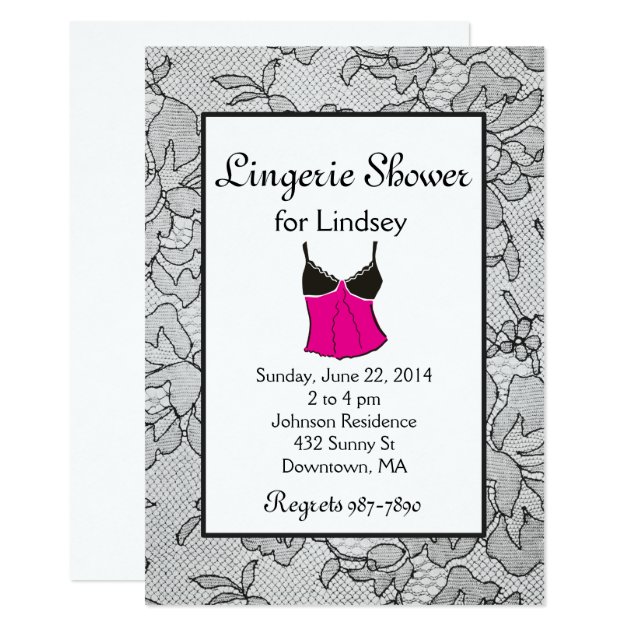 Black Lace Lingerie Bridal Shower Invites