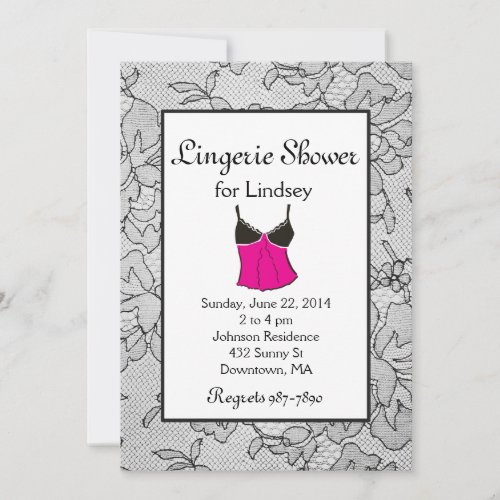 Black Lace Lingerie Bridal Shower Invites