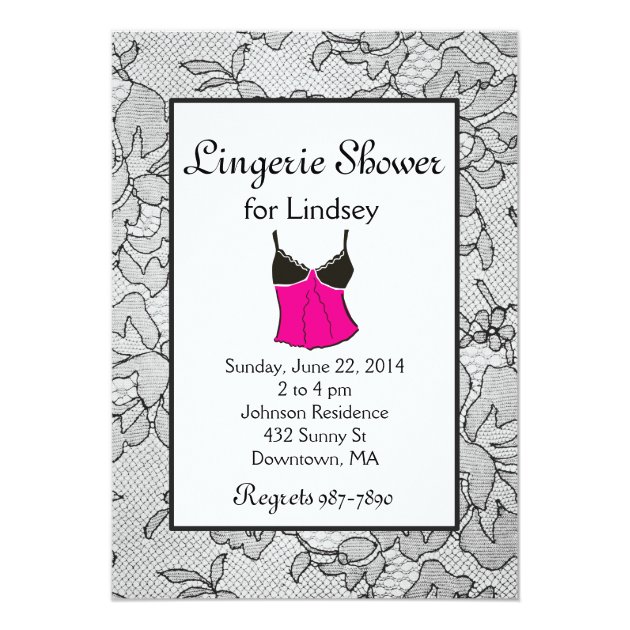 Black Lace Lingerie Bridal Shower Invites