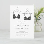 Black Lace Lingerie Bridal Shower Modern Invitation (Standing Front)