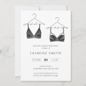 Black Lace Lingerie Bridal Shower Modern Invitation (Front)