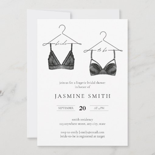 Black Lace Lingerie Bridal Shower Modern Invitation Zazzle