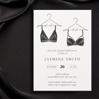 Black Lace Lingerie Bridal Shower Modern Invitation by SleepyKoala at Zazzle