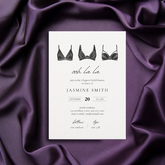 Black Lace Lingerie Bridal Shower Modern Invitation (Creator Uploaded)