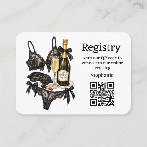 Black Lace Lingerie Bridal shower Registry Enclosure Card