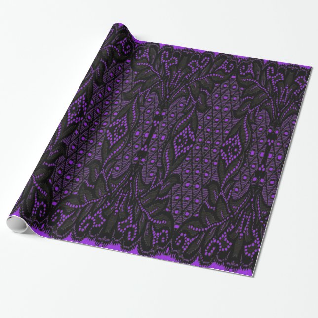Black Lace Lolita Goth Wrapping Paper (Unrolled)