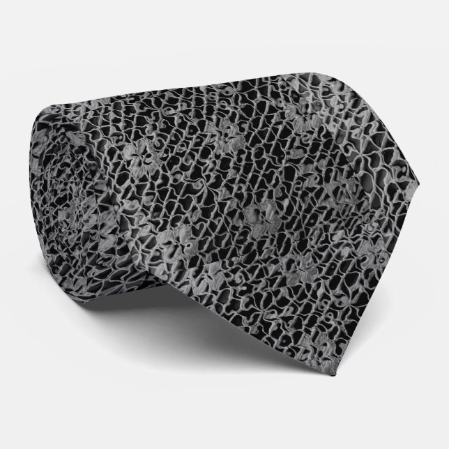 BLACK LACE-LOOK NECK TIE (Rolled)