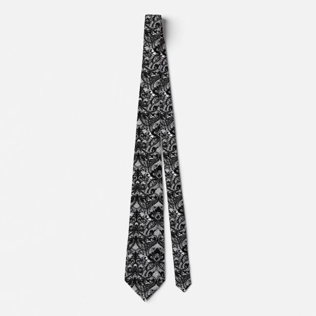 Black Lace Look Neck Tie (Front)