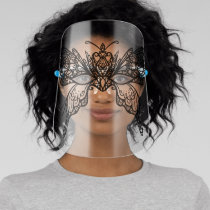 Black Lace Monarch Butterfly Elegant Masquerade Face Shield