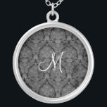 Black Lace Monogram Sterling Silver Necklace<br><div class="desc">Beautiful  Lace Sterling Silver Necklace - background color can be changed..  Great as a wedding favor,  wedding gift,  birthday gift or holiday gift.</div>