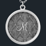 Black Lace Monogram Sterling Silver Necklace<br><div class="desc">Beautiful  Lace Sterling Silver Necklace - background color can be changed..  Great as a wedding favor,  wedding gift,  birthday gift or holiday gift.</div>