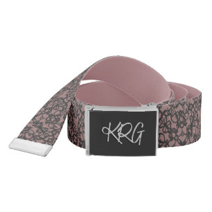Black Lace on Blush Pink - Custom Initials Elegant Belt