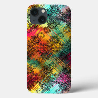 Black Lace On Rainbow Glass iPhone 13 Case