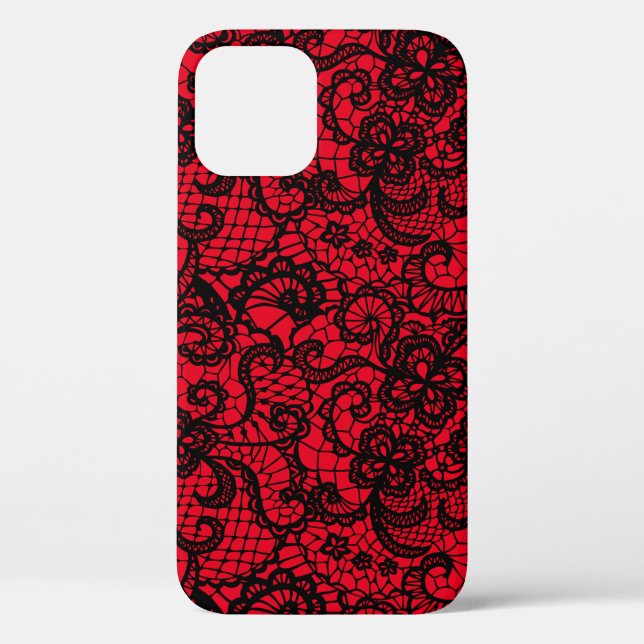 Black Lace On Red Case-Mate iPhone Case (Back)