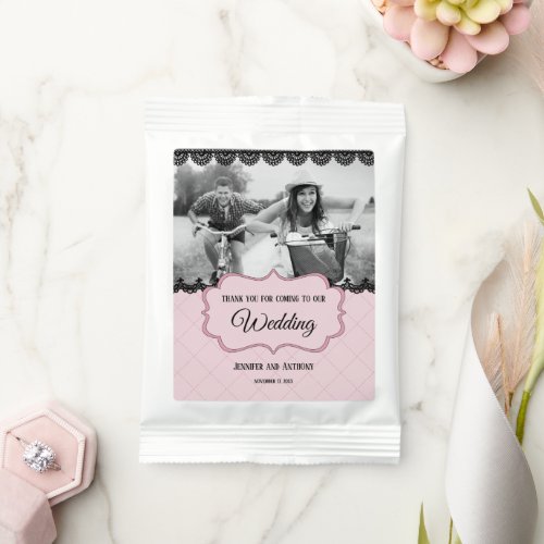 Black Lace on Soft Pink Custom Photo Margarita Drink Mix