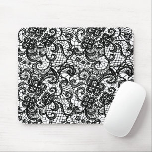 Black Lace on White Mouse Pad