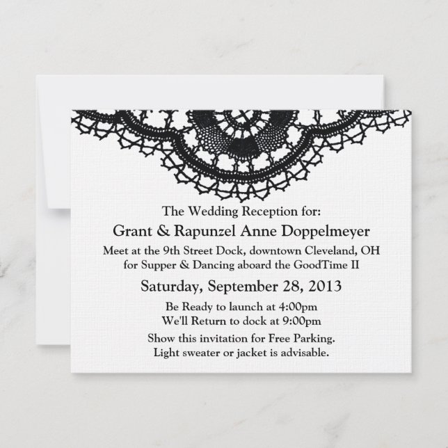 Black Lace on White (Post-Wedding Reception) Invitation (Front)