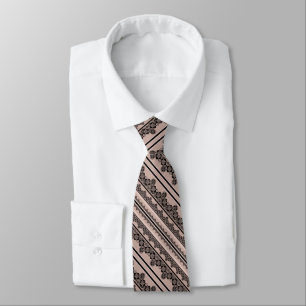 Black lace, openwork, brown background, beige, Bla Neck Tie
