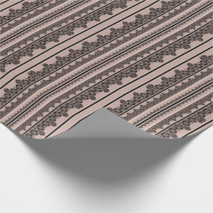 Black lace, openwork, brown background, beige, Bla Wrapping Paper
