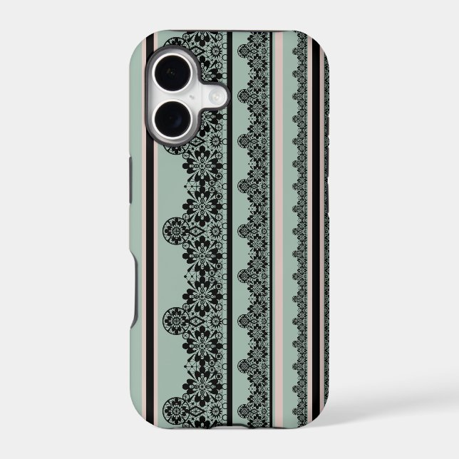 Black lace , openwork throw pillow iphone case (Back)
