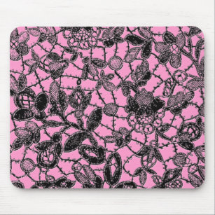 black lace over pink feminine mouse pad