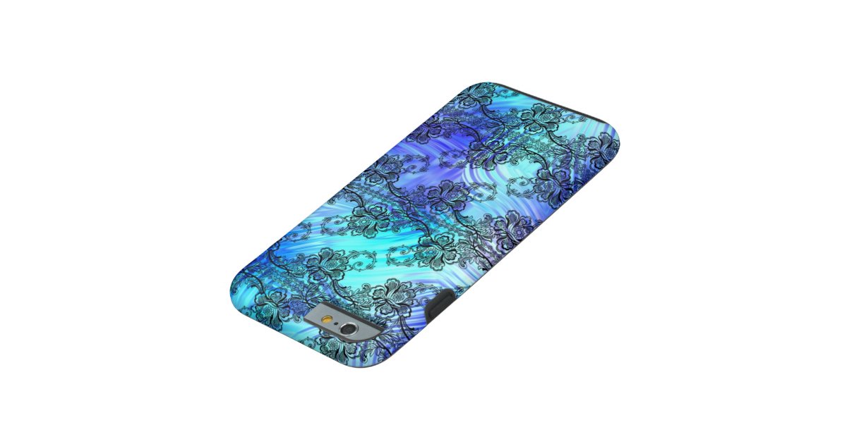 black lace soft blue patterned glass tough iphone 6 zazzle black lace soft blue patterned glass tough iphone 6 zazzle