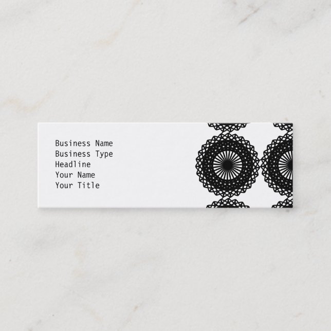 Black Lace Pattern Design. Custom Mini Business Card (Front)