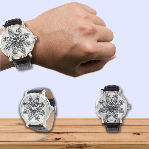 Black lace pattern geometric  watch