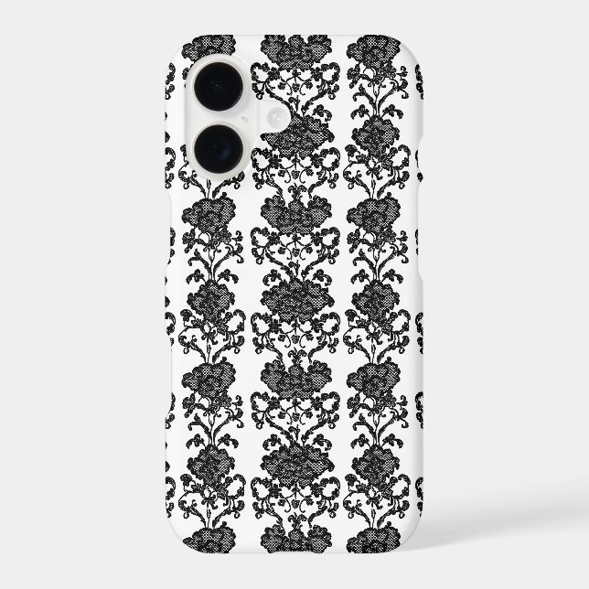 Black Lace Pattern Intricate Flower Iphone Case (Back)