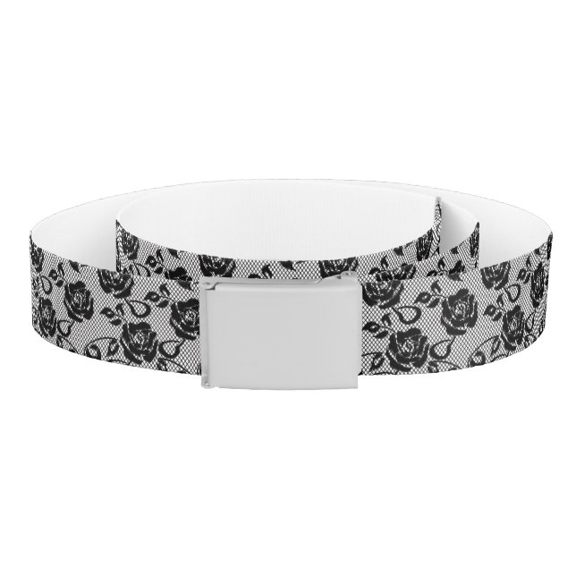 Black lace pattern on white background belt (Coil)