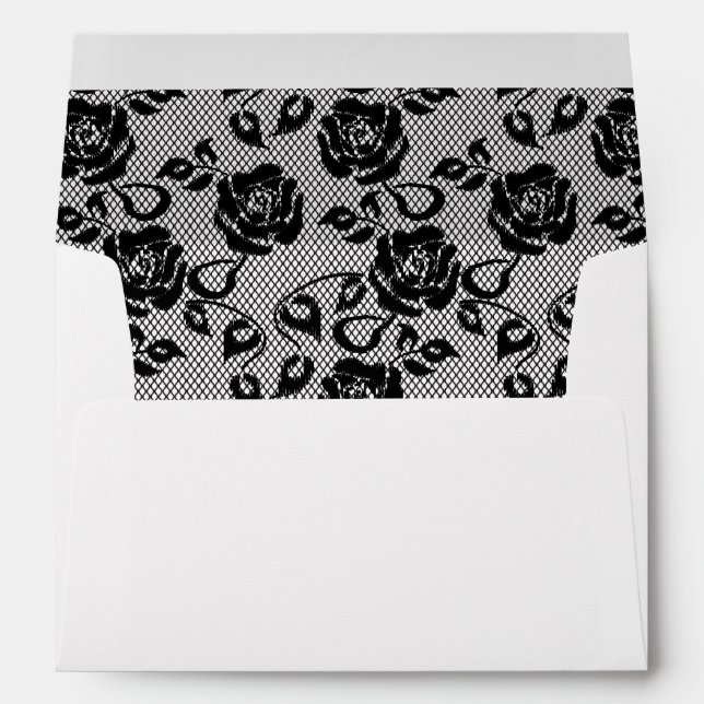 Black lace pattern on white background envelope (Back (Bottom))