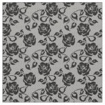 Black lace pattern on white background fabric