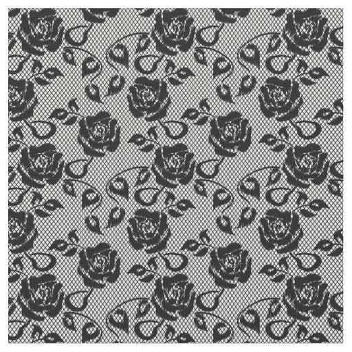 Black lace pattern on white background fabric
