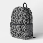 Black lace pattern on white background printed backpack