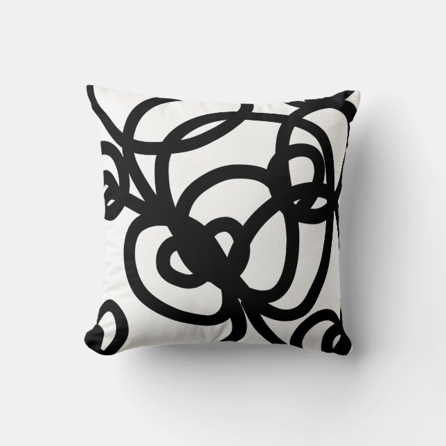 Black lace pattern throw pillow (Front)