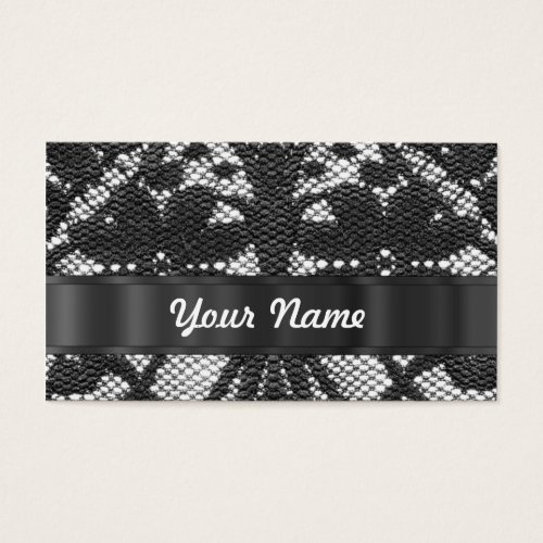 Black lace personalized business card template