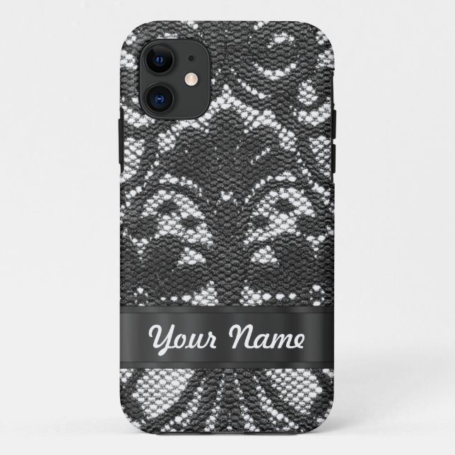 Black lace personalized Case-Mate iPhone case (Back)