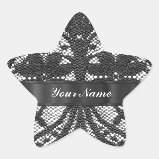 Black lace personalized star sticker (Front)