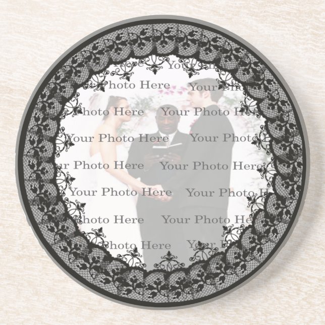 Black Lace Photo Coaster (Front)
