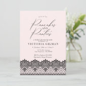 Black Lace Pink Pancakes & Panties Bridal Shower Invitation (Standing Front)