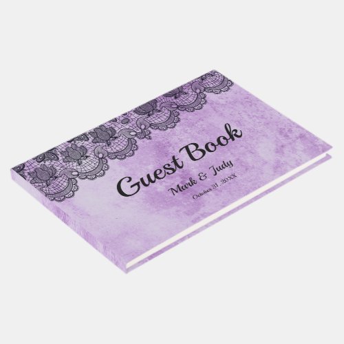Black Lace Purple Gothic Wedding Guest Book