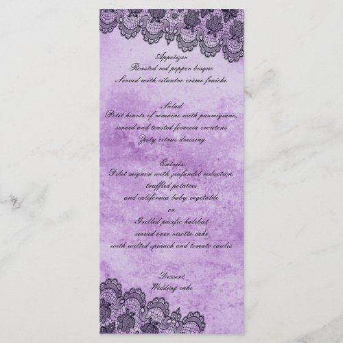 Black Lace Purple Gothic Wedding Menu
