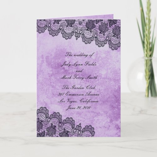 Black Lace Purple Gothic Wedding Program