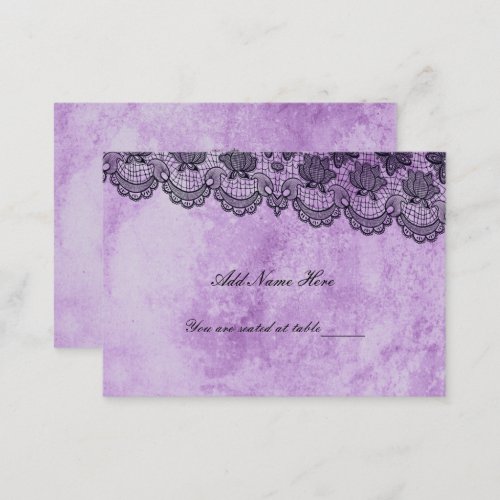 Black Lace Purple Gothic Wedding Table Place Card
