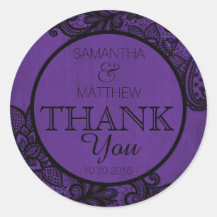 Black Lace Purple Modern Goth Thank You Label