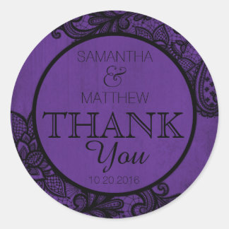 Black Lace Purple Modern Goth Thank You Label