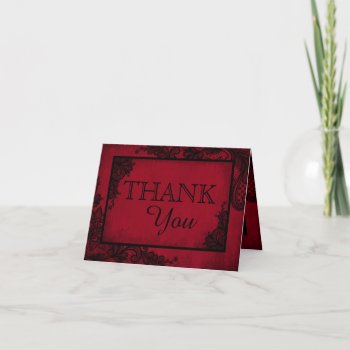 Black Lace Red Modern Goth Thank You by NouDesigns at Zazzle