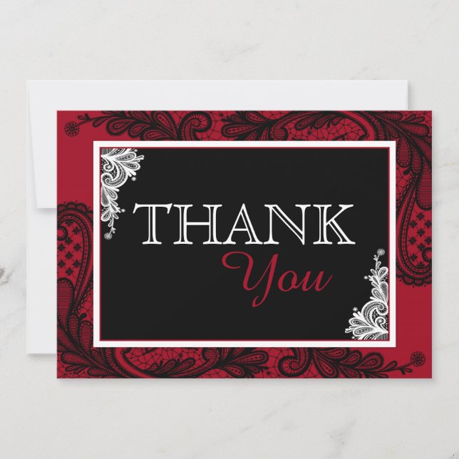 Black Lace Red Modern Goth Thank You (Front)