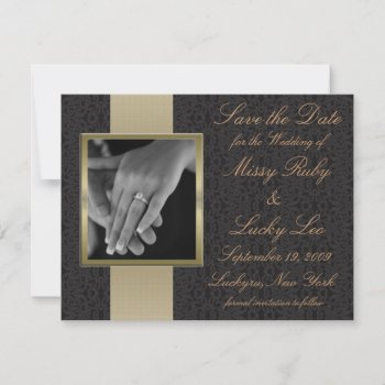 Black Lace Save The Date Announcement by mjakubo434 at Zazzle